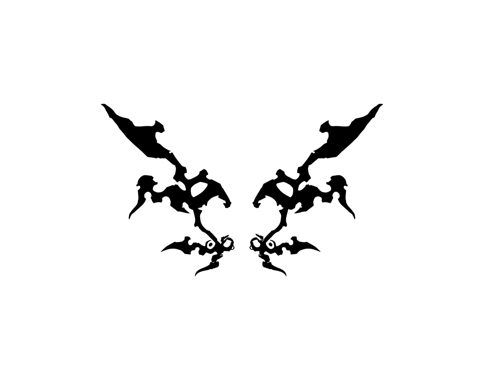 Silhouette iteration: minimal open wing pair with lower eye clusters